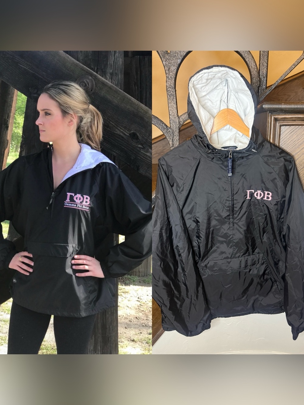 New GAMMA PHI BETA Charles River Rain Jacket Pullover M Rush BigLittle GIFT $120